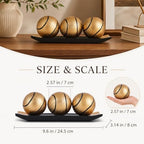Decorative Black Gold Balls for Home Decor,3 Resin Orbs with Display Tray,Inspired Sphere Centerpiece for Coffee Table Dining Table Shelf Mantel Entryway Console Office,Basketball Decor Gift for Men - Image 2