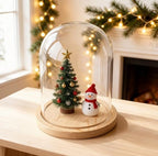 Glass Cloche Bell Jar Display Dome, Natural Wood Color, 6"x7" - Image 5