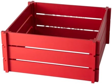 Glitzhome 24" L Wooden Crate Tree Collar, Red Merry Christmas Christmas Tree Base Cover Farmhouse Christmas Tree Collar Decorative Christmas Tree Skirt Collar - Image 6