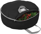 Heavy Duty Christmas Wreath Storage Bag 48" - Handles Made Of Durable 600D Oxford Polyester Material Storage Bag Extra Large 48” Holiday Wreaths Container (Black) by Primode