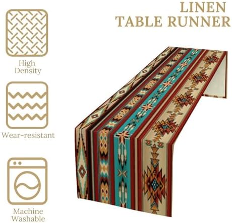 Aztec Vintage Table Runner, Abstract Geometric Tribal Ethnic Style Design Vintage American Southwestern Pattern for Home Kitchen Table Decor Dining Coffee Room Party Decor 13x120inch - Image 4