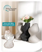 BosilunLife Decorative Vase Set of 3, Nested Curved Recycled Ceramic - Image 4