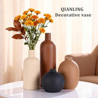 Ceramic Vase Set of 4, Modern Vases Home Decor, Neutral Decorative Vase for Bouquet Pampas Grass Dried Fresh Flowers, Small Vase for Living Room, Kitchen, Bedroom, Bathroom, Entryway Mantel, Decor - Image 5