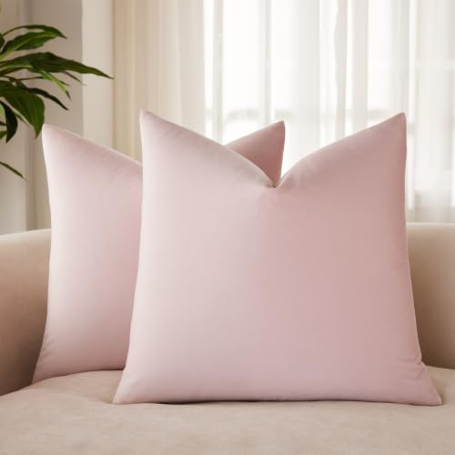 JUSPURBET 24x24 Euro Velvet Throw Pillow Covers Set of 2,Pink by JUSPURBETHOME