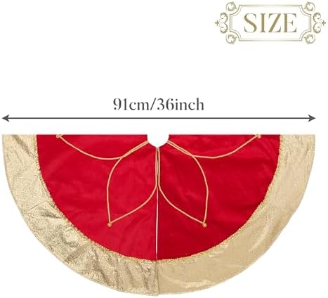 Valery Madelyn 36 Inch Red Gold Christmas Tree Skirt for Tree Decorations - Image 5
