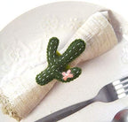 Global Crafts - Handmade Felt Napkin Rings Set - 4-Pack Cactus - Image 3