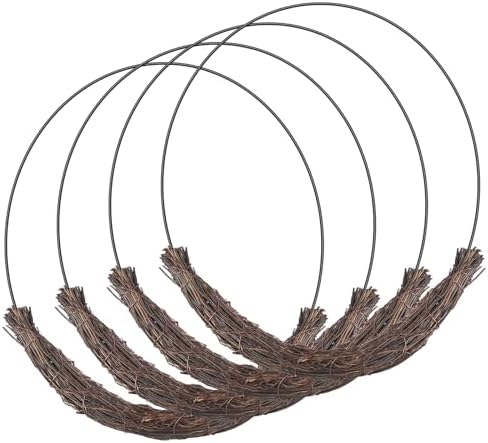 Temfmy 14 Inch Grapevine Wreath Frame, Metal Floral Hoop, 4 Pack by Temfmy