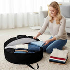 36 Inch Round Storage Bag 2 Pack,Solid Art Minimalist Pure Black Waterproof Wreath Storage Container with Handles&Zipper Plain Single Dark Color Closet Organizer Bags Garland Box - Image 4