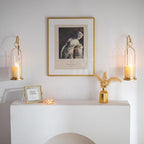 Gold Candle Sconces Set of 2, with Hurricane Glass - Image 2