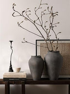 Ceramic Vase - Large 11.8 Inch Tall Floor Vase for Centerpieces, Farmhouse Flower Vases, Rustic Minimalist Home Decor for Living Room, Enterway, Wedding (Sandstone Dark Gray) - Image 6