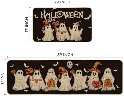 Artoid Mode Ghost Bat Black Halloween Kitchen Mats Set of 2-17x29+17x59 - Image 3