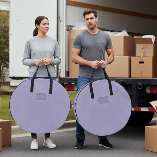 Solid Color Round Storage Bag 30 Inch, Medium Purple Clothes Storage Container with Handles Heavy Duty Organizer for Comforter, Bedding & Holiday Wreaths - Image 4