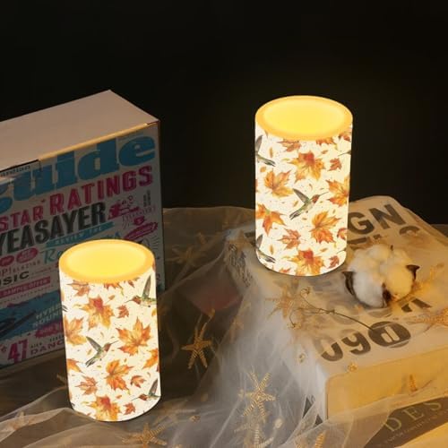 Fall Candles Battery Operated Flameless Candles with Remote and Timer Maple Leaf Hummingbird Electric Candles LED Flickering Candles for Home Farmhouse Room Bedroom Holiday Decorations - Image 6