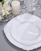 Nervure 700Pcs Silver Plastic Plates, Plastic Dinnerware Set for 100 Guests - Image 4