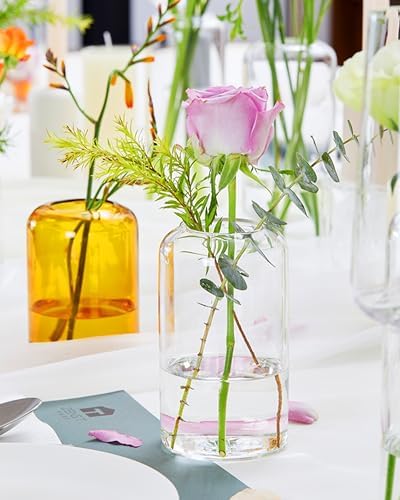 ZENS Bud Vases in Bulk Set of 12, Modern Small Glass Vases for Flower Clear Bud Vases for Wedding Centerpiece, Blown Thicker Small Vase for Flowers, Wedding Party Decorative, Home Bathroom Decor - Image 2
