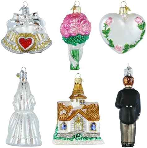 Wedding Collection Set of 6 Glass Old World Christmas Ornament 14011 - Image 4