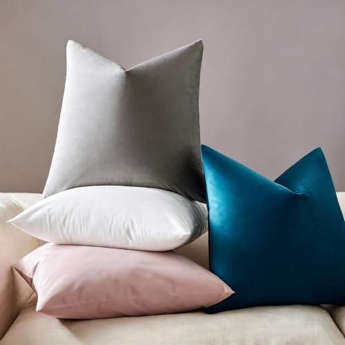 JUSPURBET 28x28 Euro Velvet Throw Pillow Covers Set of 2,White - Image 3