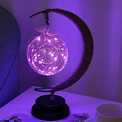 LED Decorative lamp Table lamp 3D Magic Moonlight Wrought Iron Night Light Christmas Home Decoration Birthday Gift USB Power Supply 5.5 * 5.1 * 11 inches （A Purple） - Image 2