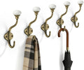 TUNNY Coat Hooks - 5 Pack Brushed Antique Brass Towel Hooks Robe Hooks Decorative Wall Hooks for Bathroom Bedroom Kitchen Towel Robe Clothes Cabinet Closet Bathroom Hardware by TUNNY