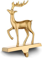 2 Pack 3D Christmas Stocking Holders for Mantle Xmas Reindeer Antique Gold Stocking Holder for Fireplace Xmas Stocking Hooks Weighted Hangers Holiday Christmas Decorations Supplies (Antique Deer) - Image 3
