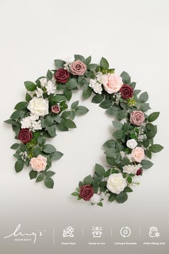 Ling's moment Flower Garland, 5FT Eucalyptus & Rose Dusty Rose & Cream - Image 6