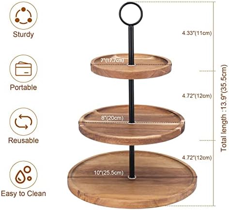 3 Tier Cupcake Stand, Wood Tiered Serving Tray Cupcake Tower, Serving Stand Display Dessert Cookie Candy Buffet Holder for Home Tea Party, Wedding, Farmhouse, Tea Party, Kitchen Decor - Image 3