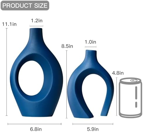 Lvases Snuggle Hollow Ceramic Vase of 2, Modern Minimalist Decorative Vases - Image 6