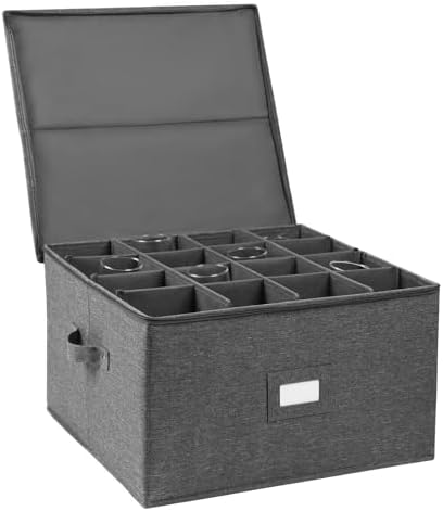 Stemware Storage Cases, Wine Glass Storage Box Containers with Dividers by popoly