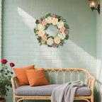 Spring Summer Wreath for Front Door with Large Roses, Hydrangeas for All Seasons Indoor Outdoor Use, 24" Silk Floral Wreath Spring Summer Decorations for Home, Porch, Wall, Farmhouse, Wedding Decor - Image 5