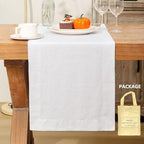 Linen Table Runner 14X108 Inches,100% French Linen Rustic Tablerunner,Machine Washable Dining Table Runner for Fall,Wedding,Party,Halloween,Christmas(White) by LLinenWorld