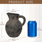 Rustic Brown Ceramic Vase Farmhouse Pitcher Vase for Flowers - Image 3