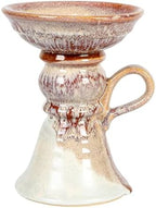 7.5 Inches Stoneware Pillar Holder with Handle and Reactive Glaze for 5 Inches Pillar, Brown - Image 6
