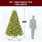 Treepool 8FT Prelit Artificial Christmas Tree, 3062 PE/PVC Tips, 600 Lights - Image 6