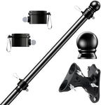 PHITRIC Flag Pole Kit, Tangle Free Spinning Stainless Steel Rustproof Flagpole for 3x5 Sports Fan Outdoor Flags for Outside House (Black, 6FT, with Bracket) by PHITRIC