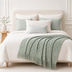 BATTILO HOME Sage Green Throw Blanket for Couch, Boho Bed Throws for Home Decor, Light Blue Throw Blanket for Sofa Living Room, 50"x60" - Image 3