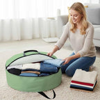 36 Inch Round Storage Bag 1 Pack,Avocado Green Solid Color Waterproof Wreath Storage Container with Handles&Zipper Modern Minimalist Style Closet Organizer Bags Garland Box - Image 3