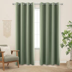 KOUFALL Nursery Curtains Boy Blackout, Sage Green Boho Woodland Theme Room Darkening Thermal Insulated Curtain Drapes for Bedroom Living Room,Wide 52 x 90 Inch Long, 2 Panel Set by KOUFALL