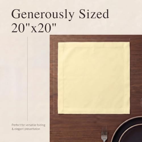 Urban Villa Cloth Napkins 100% Cotton Dinner Solid Napkins Highly Absorbent 20x20 Inches (Set of 12) Lemon Yellow Colour Reusable Washable Soft Durable Premium Napkins Ideal for Home Wedding Parties - Image 6