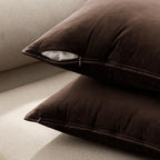 MIULEE Decorative Dark Brown Velvet Euro Sham Throw Pillow Covers 24x24 in - Image 6