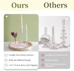 Glasseam 3 Pcs Pink Taper Candlestick Holders with Bobeche for Centerpiece - Image 5