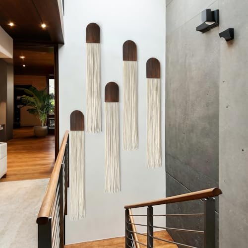5pcs Macrame Wall Hanging Boho Fiber Art Wall Decor for Bedroom 5"W*45"L - Image 4