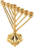Traditional Hanukkah Menorah Candle Holder, 9 Branches Zinc Alloy Golden by BETOOKY