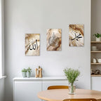 ZXHYWYM Islamic Wall Art 3 Pieces Allah Name Ayatul Kursi Picture Canvas Prints Arabic Calligraphy Paintings Quran Posters Muslim Home Decor Framed(2, (11.00" x 14.00" x 3PCS)) - Image 3