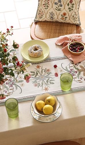 ISAENNE Designer Vintage Linen Long Table Runner,102"x12"-Serenity F - Image 7