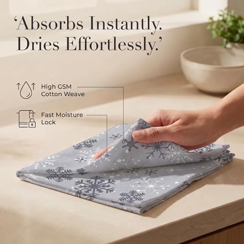 Urban Villa Cloth Napkins Cotton 20x20 (Set of 12) Grey Snow Flake - Image 3