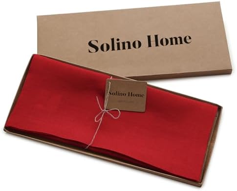 Solino Home 100% Pure Linen Table Runner Red Extra Long, Fete 14 x 144 in - Image 5