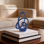 Modern Blue Knots Decor - 8.6" Resin Blue Knot Statue, Abstract Navy Art Sculpture Home Decor for Living Room, Coffee Table, Shelves, Entryway, Office Tabletop Accent, Decorative Knick Knacks Gift - Image 5