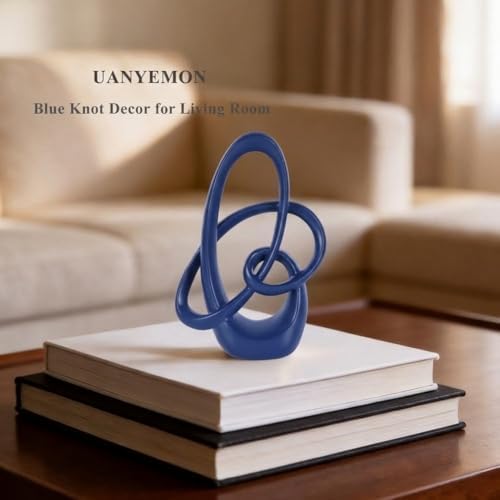 Modern Blue Knots Decor - 8.6" Resin Blue Knot Statue, Abstract Navy Art Sculpture Home Decor for Living Room, Coffee Table, Shelves, Entryway, Office Tabletop Accent, Decorative Knick Knacks Gift - Image 5