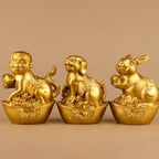 Brass Monkey Statues Chinese Feng Shui Zodiac Statue Small Lucky Figurine Animal Sculpture Ornament for Home Office Decor (Monkey) - Image 5