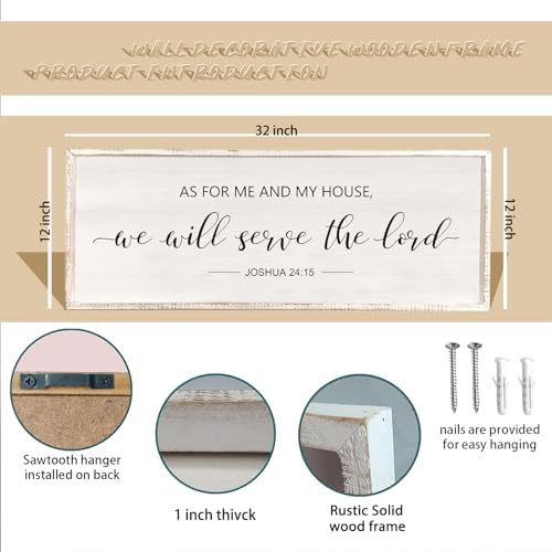 As For Me And My House We Will Serve The Lord Wall Decor White, 32" x 12" - Image 2